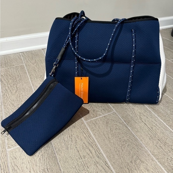 HAUTE SHORE Handbags - Haute Shore Greyson Tote Sailor navy blue and white neoprene summer vaca nwt